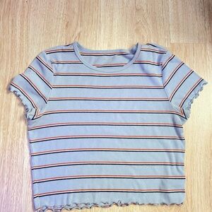 American Eagle Blue and Orange Striped Crop Top